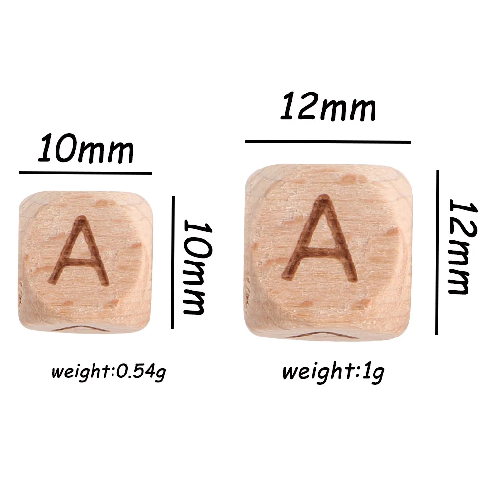 20-50Pcs 10MM 12MM English Letter Beech Wooden Alphabet Bead Cube DIY For Jewelry Making Bracelet Handmade Accessories