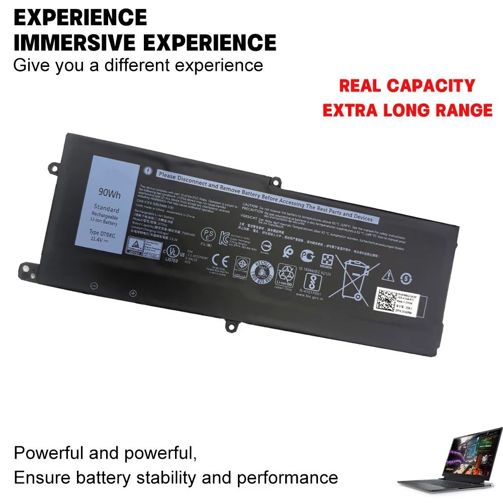 Factory store DT9XG 13.2V 90WH 7500mAh New Laptop Battery For Dell Alienware Area ALWA51M ALWA51M-D1733B P38E001 07PWXV R1R2 etc