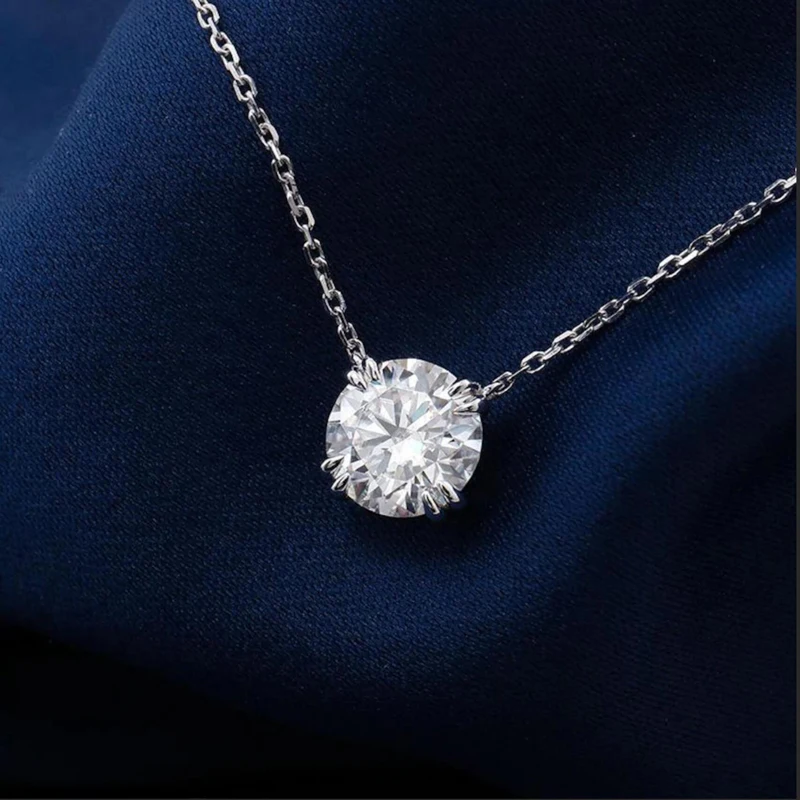 OXTAO Mini 6,5 mm 8 mm D Moissanit-Halskette für Damen, 14 Karat Gold gefüllt, Solitär-Anhänger mit vier Krallen, Hochzeitshalskette, Schmuck, Geschenk – Detail 4