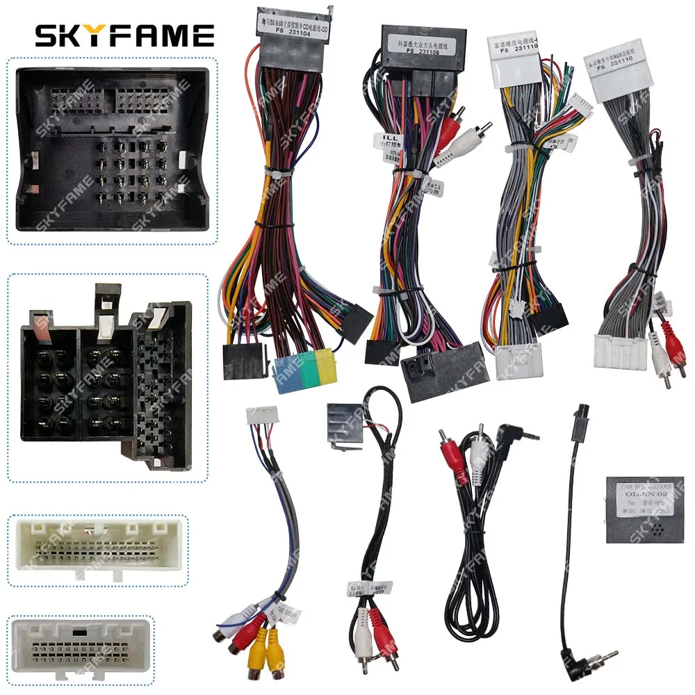 

SKYFAME Car 16pin Wiring Harness Adapter Canbus Box Decoder Android Radio Power Cable For Renault Latitude Laguna 3 OD-RN-02