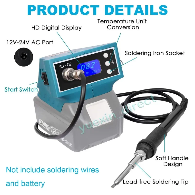 For Makita 18V Li-ion Battery soldering station/iron 18v Cordless portable For Makita T12 Soldering Iron Station (NO Battery )