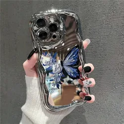 Blue Butterfly Phone Case For Samsung Galaxy A55 A35 A25 A15 A54 A24 A33 A34 A73 5G A32 A51 A52 A53 A71 A72 A30 A50 soft