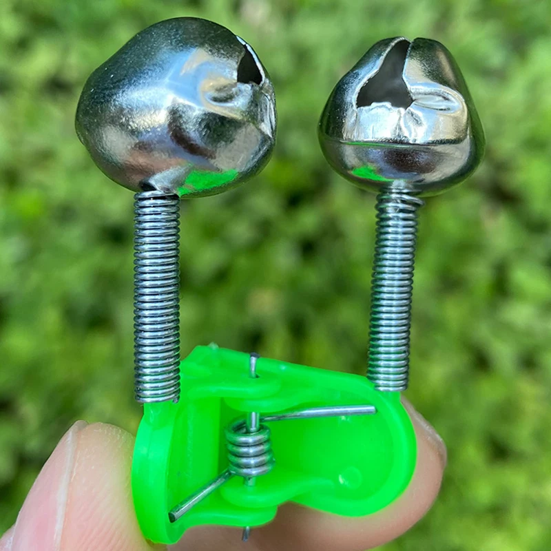 5/20pcs Fishing Bite Alarms Fishing Rod Bells Tip Clip Bells Ring Green ABS Fishing Accessory Outdoor Pole Fish Bites Indicators