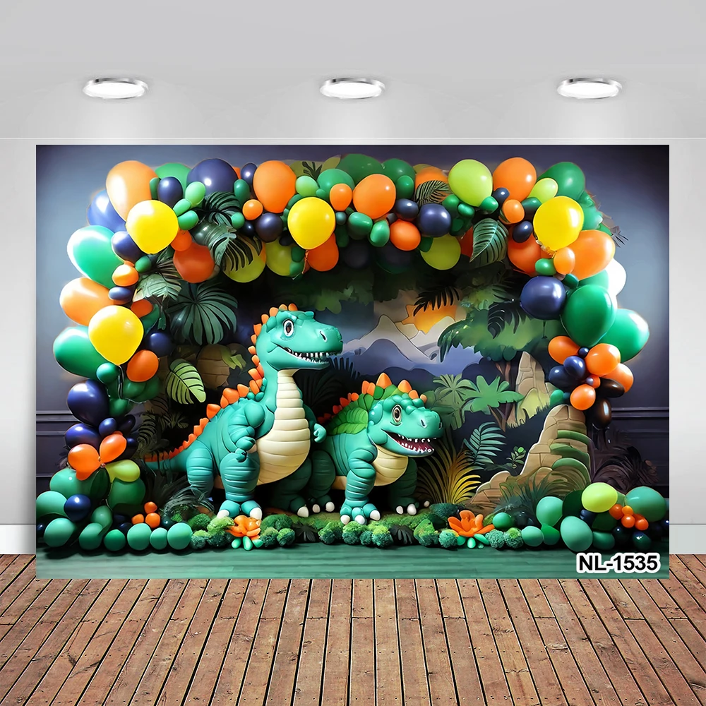 Jurassic World Background Photography Studio for Birthday Boy Customize Photo Backdrops Dinosaur Party Decorations