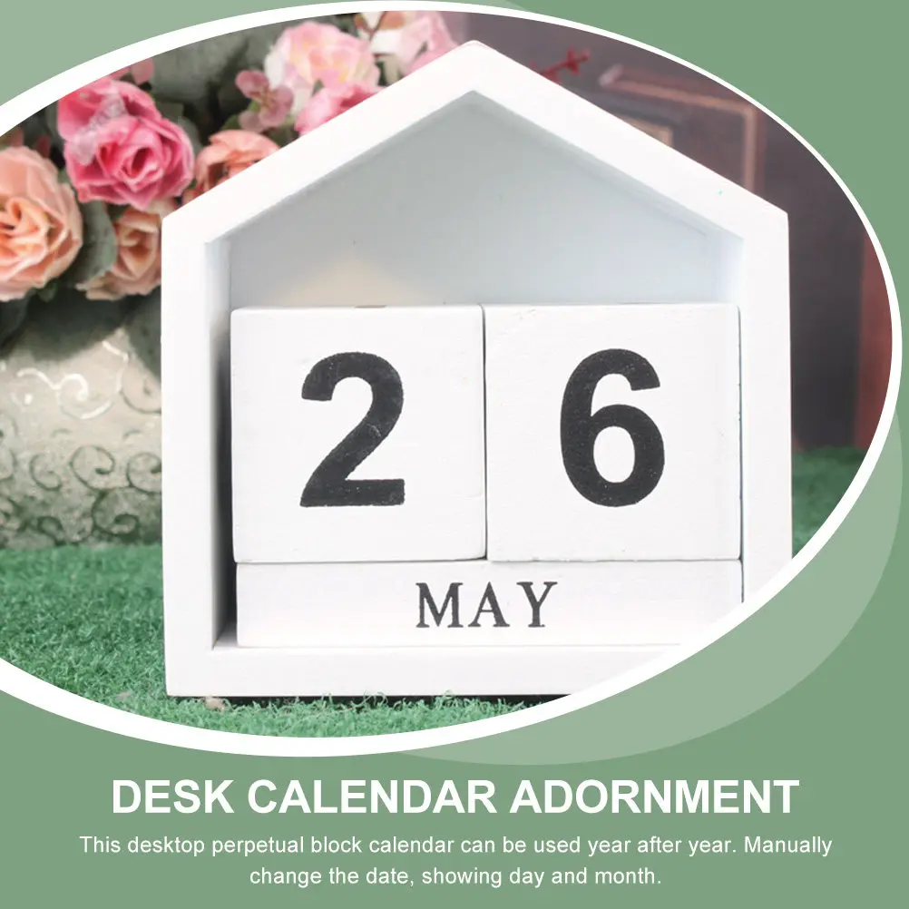 

Wooden Perpetual Block Calendar for Desk Manual Date Changing Calendar Desktop Decoration Office Table Ornament