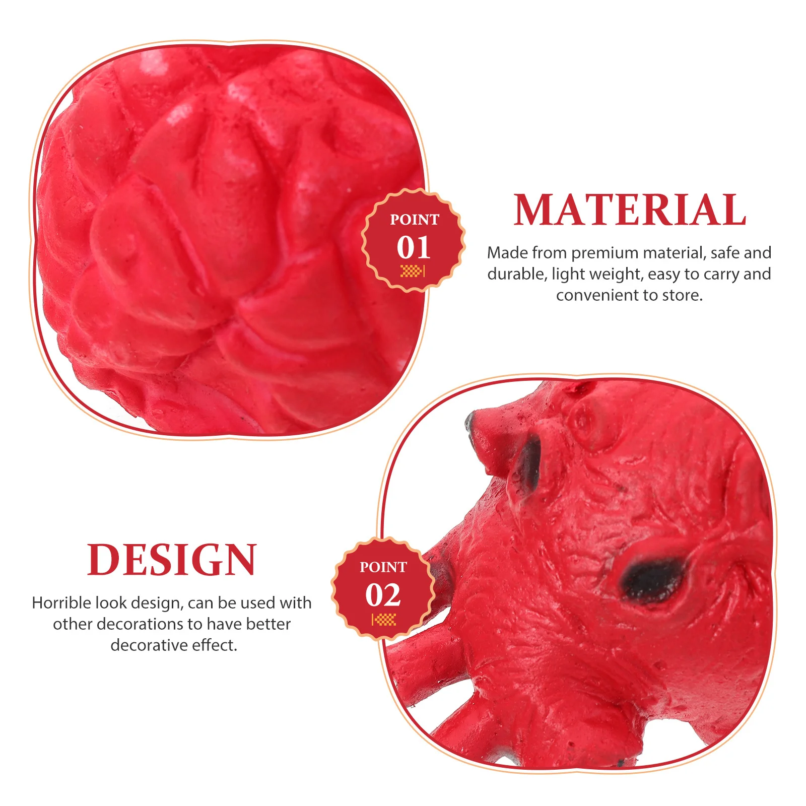 

2pcs Fake Human Organs Props Realistic Scary Halloween Decorations For Haunted House Party Prank Brains Heart Artificial Organ