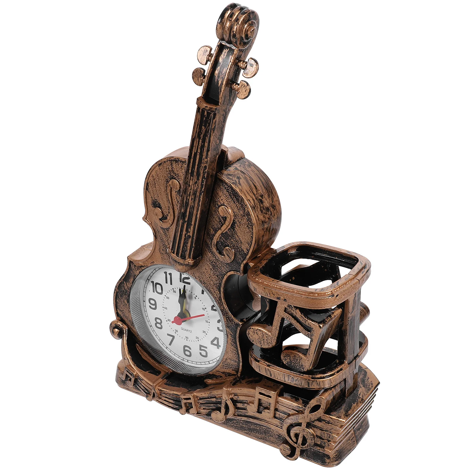 سطح المكتب الكمان ساعة حامل قلم الجدول الديكور مكتب المنزل غرفة الدراسة ساعة تنبيه الكمان فنجر الشريط حامل قلم سطح المكتب #4