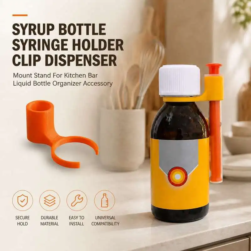 Syrup Bottle Syringe Holder Clip Dispenser Mount Stand For Kitchen Bar Liquid Bottle Organizer Accessory