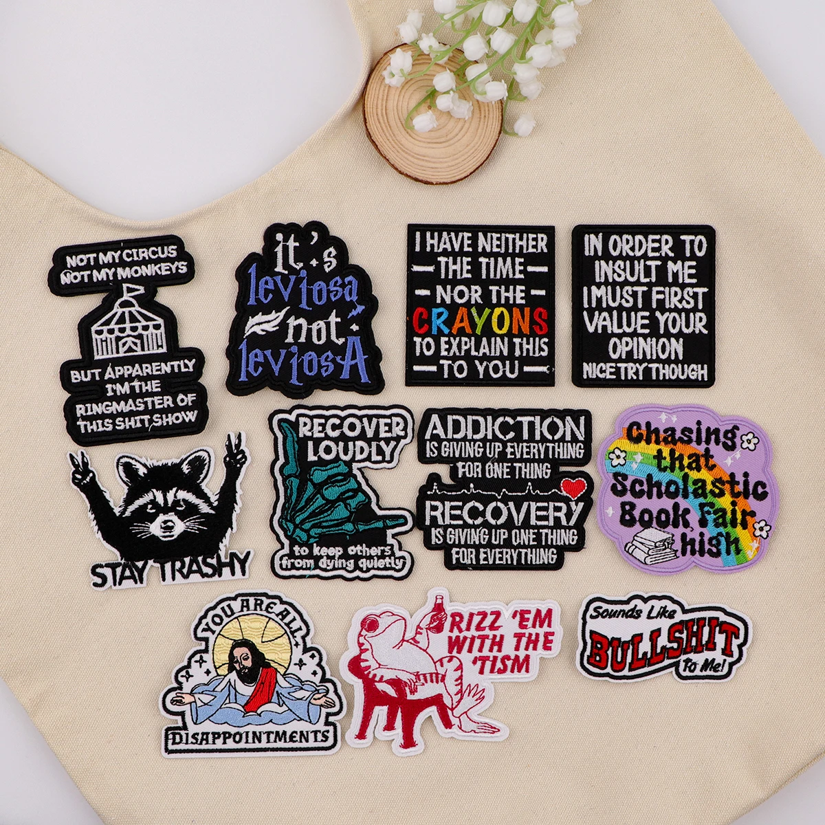 Cute Raccoon Embroidery Patch Funny Quotes Iron On Patches For Clothing Thermoadhesive Patches On Clothes DIY Sew Badges
