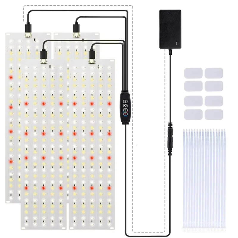 A95I-4 Pack Ultra-Thin Full Spectrum LED Grow Panel Light Dimmable Timer Under Cabinet Plant Growing Lamp