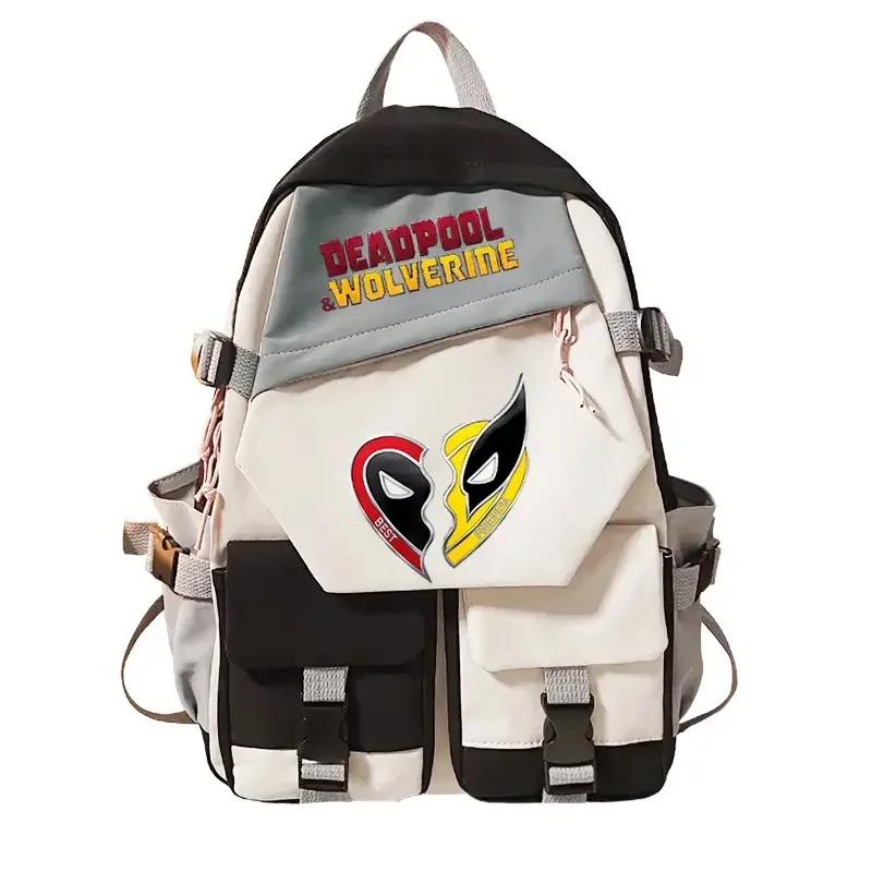 Deadpool & Wolverine Cartoon Backpack Teenarges Schoolbag Boy Children Book Splicing Knapsack Men Travel Laptop Rucksack Mochila