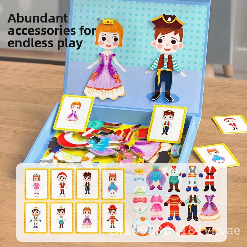 لعبة ألغاز مغناطيسية للأميرة للأطفال، لعبة تعليمية على شكل لون مروري للوجه قابلة للتغيير للأولاد والبنات #4