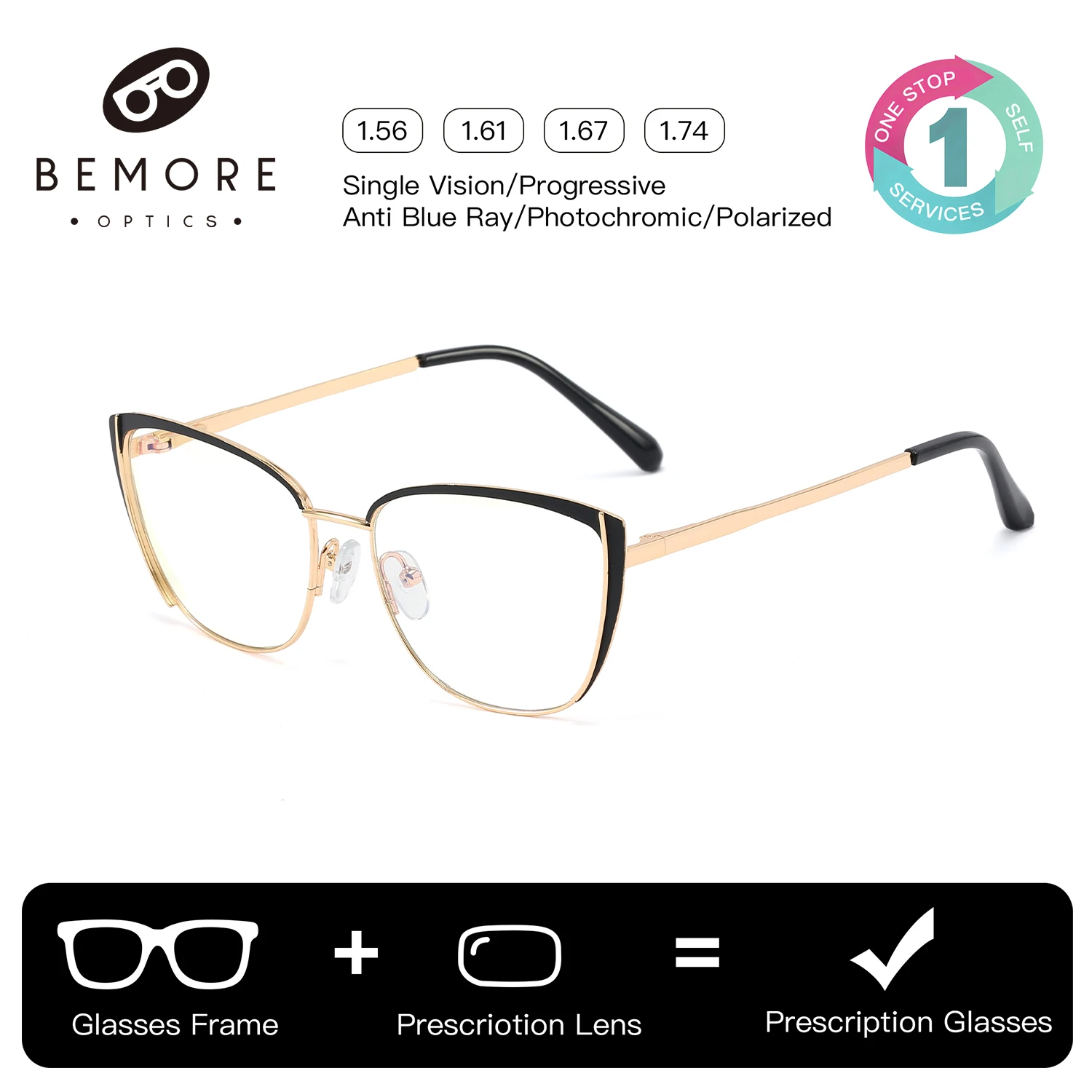 

Оптические очки BEMORE Butterfly с диоптриями, высококачественные металлические очки для женщин, защищающие от синего света