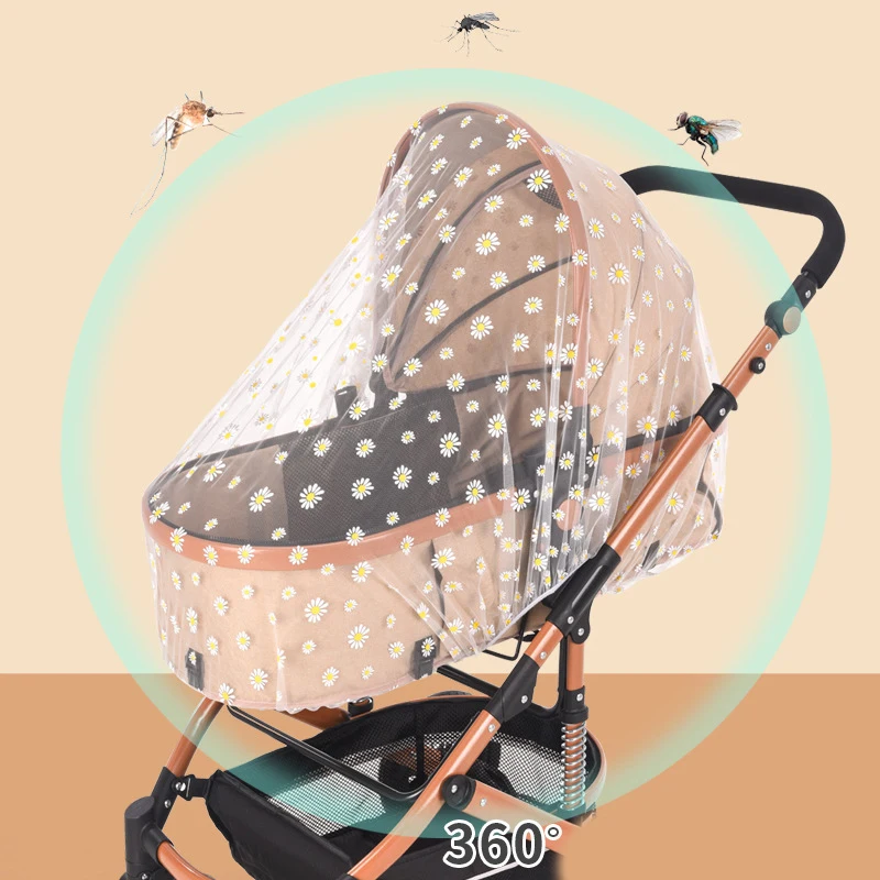 Summer Baby Stroller Mosquito Net Mesh Printing Pram Mosquito Curtain Ventilate Infant Protection Stroller Pushchair Accessories