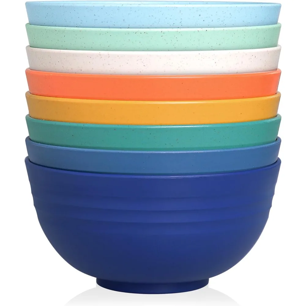 

26 OZ Wheat Straw Reusable Cereal Bowls Set of 8, Microwavable Dishwasher Safe BPA Free Unbreakable Kitchen Bowls for Soup Snack