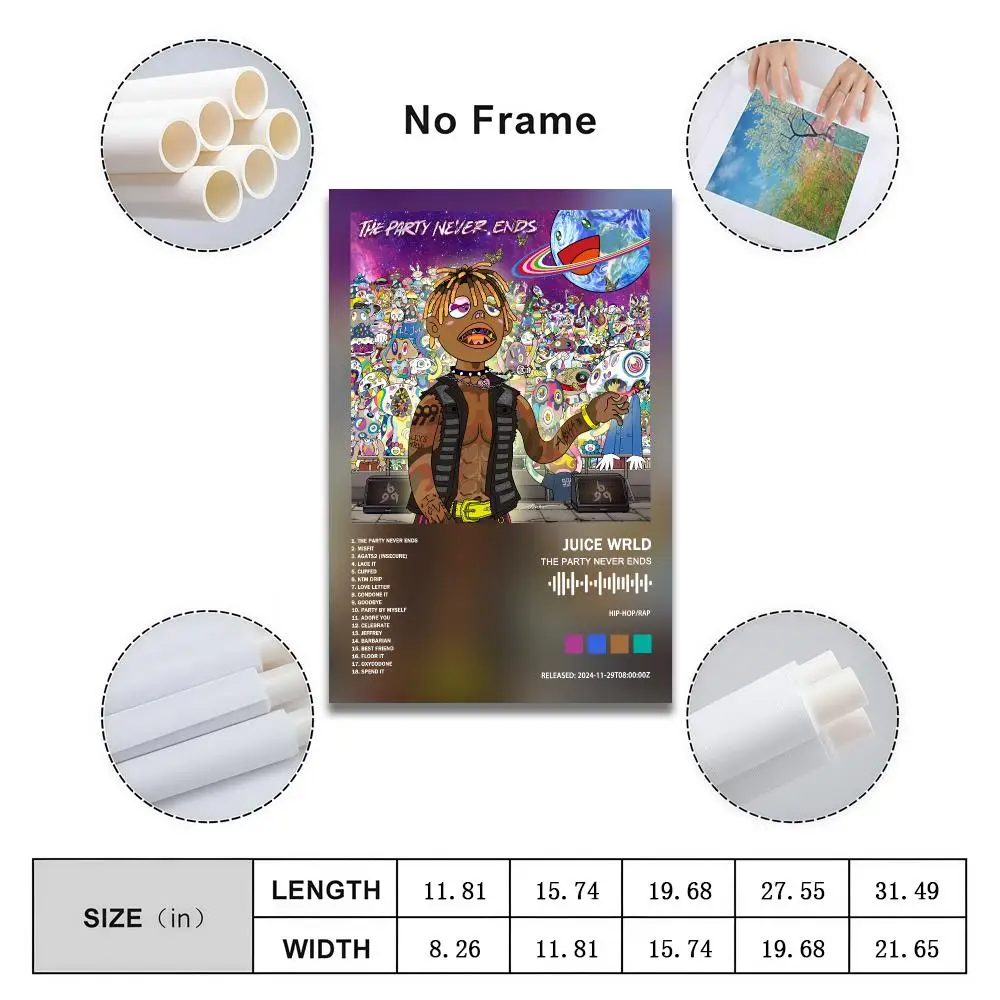 Juices W-WRLD Poster Peelable Self-Adhesive Album Cover Poster Stickers, Frameless Wall Art for Singer Band Pop Rap Bedroom