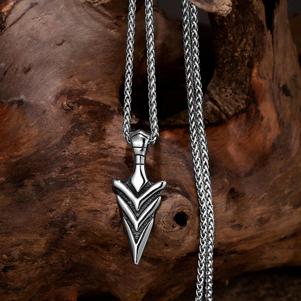 Norse Mythology Odin\'s Spear Gungnir Necklaces Men Retro Stainless Steel Viking Pendant Scandinavian Amulet Self-defense Jewelry
