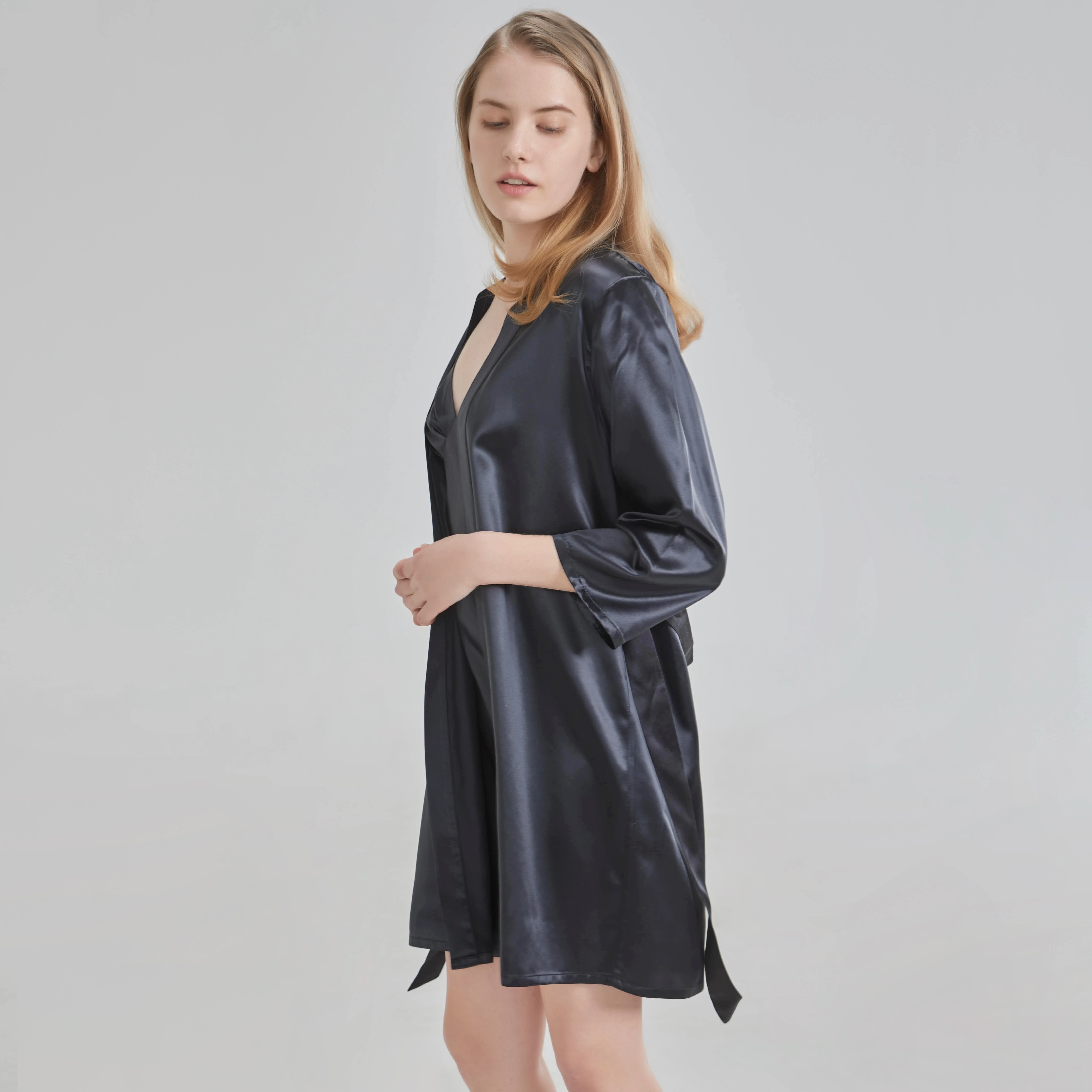 100% Pure Mulberry Silk Pajamas Women Robes 19 Momme 6A Grade Fiber With OEKO-TEX Luxury Silk Sleepwear
