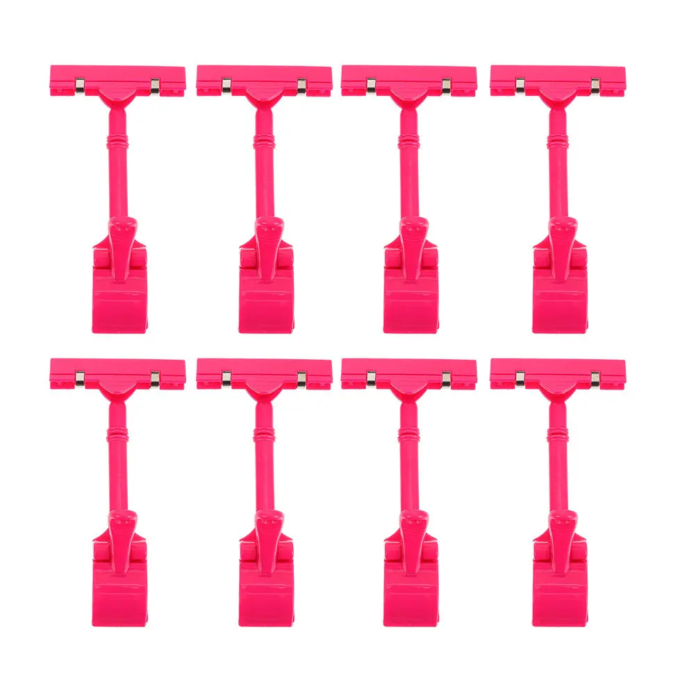 

8Pcs Double Head Price Clips Plastic Adjustable 360 Degree Reusable Label Holder for Shelf Price Tags Promotional Display