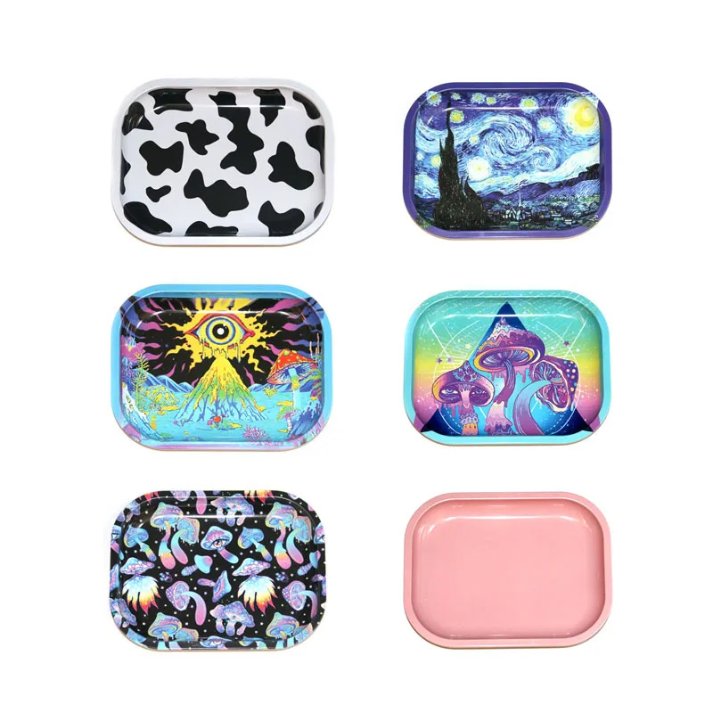 Cartoon Rolling Tray18*14CM Cigarette Metal Rolling Tray Tinplate Storage Container Tobacco Herb Smoking Accessories for Home