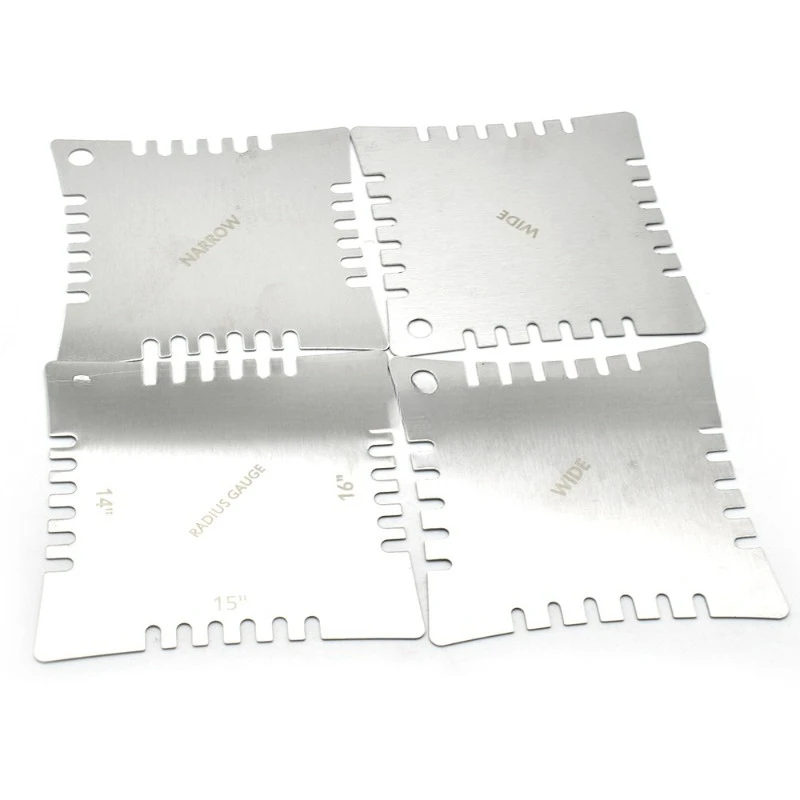 

4-piece Guitar Care Tool, Guitar Fingerboard Curvature Measuring Ruler with Teeth, Stainless Steel Guitar Ruler