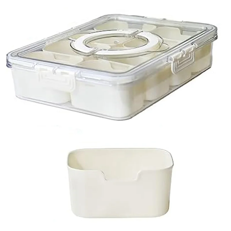 

ABWR-Plastic Divided Serving Tray With Lid And Handle Portable Snack Platter Organizer