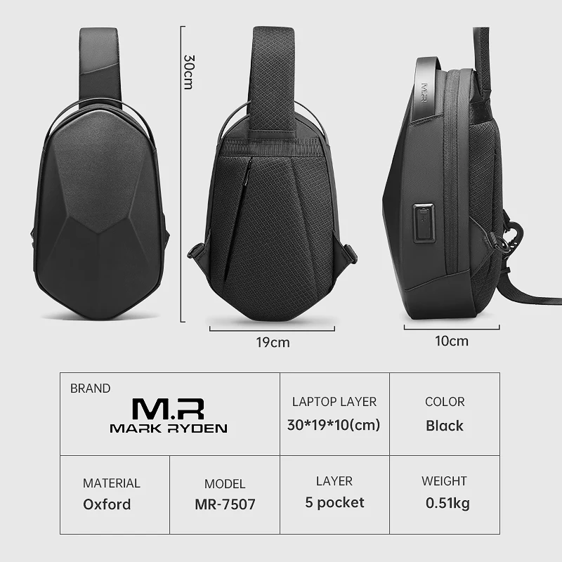 Imagem -05 - Mark Ryden Bolsas Crossbody para Homens Bolsa Peito Casual Bolsas de Sling Masculino Bolsa de Ombro Unisex Legal