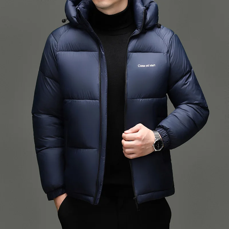 

Men's Hooded down Cotton Jaet Thiened Warm Faionable Winter Outerwear Youth ular Stand Fit Long Sve Zipper Clo...