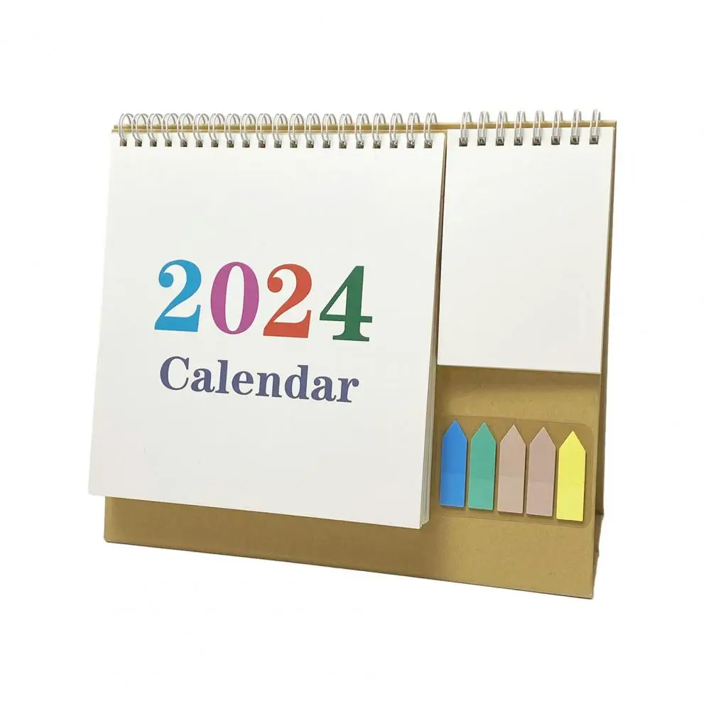 2024 Desktop Calendar with Pocket Notepad Labels Monthly Schedule Planner for Home Office School