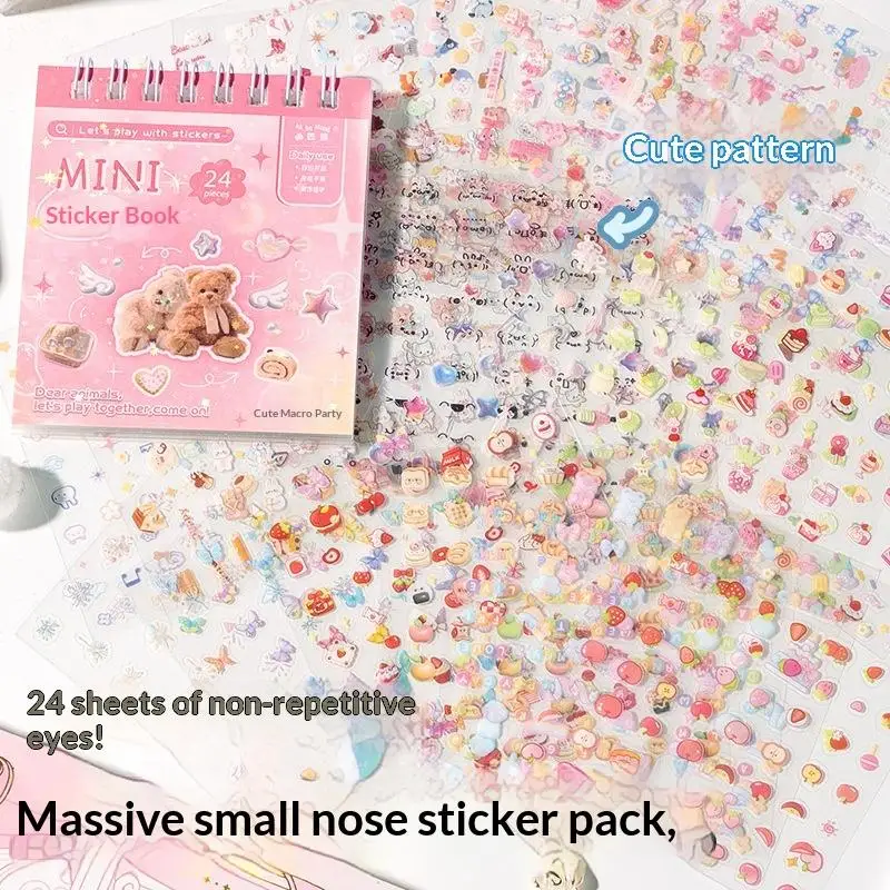 New New 24Pcs/pack DIY Scrapbook Supplies Kawaii Journaling Collage Sticker Book High Beauty Cute Diary Decoration Decals Crafts