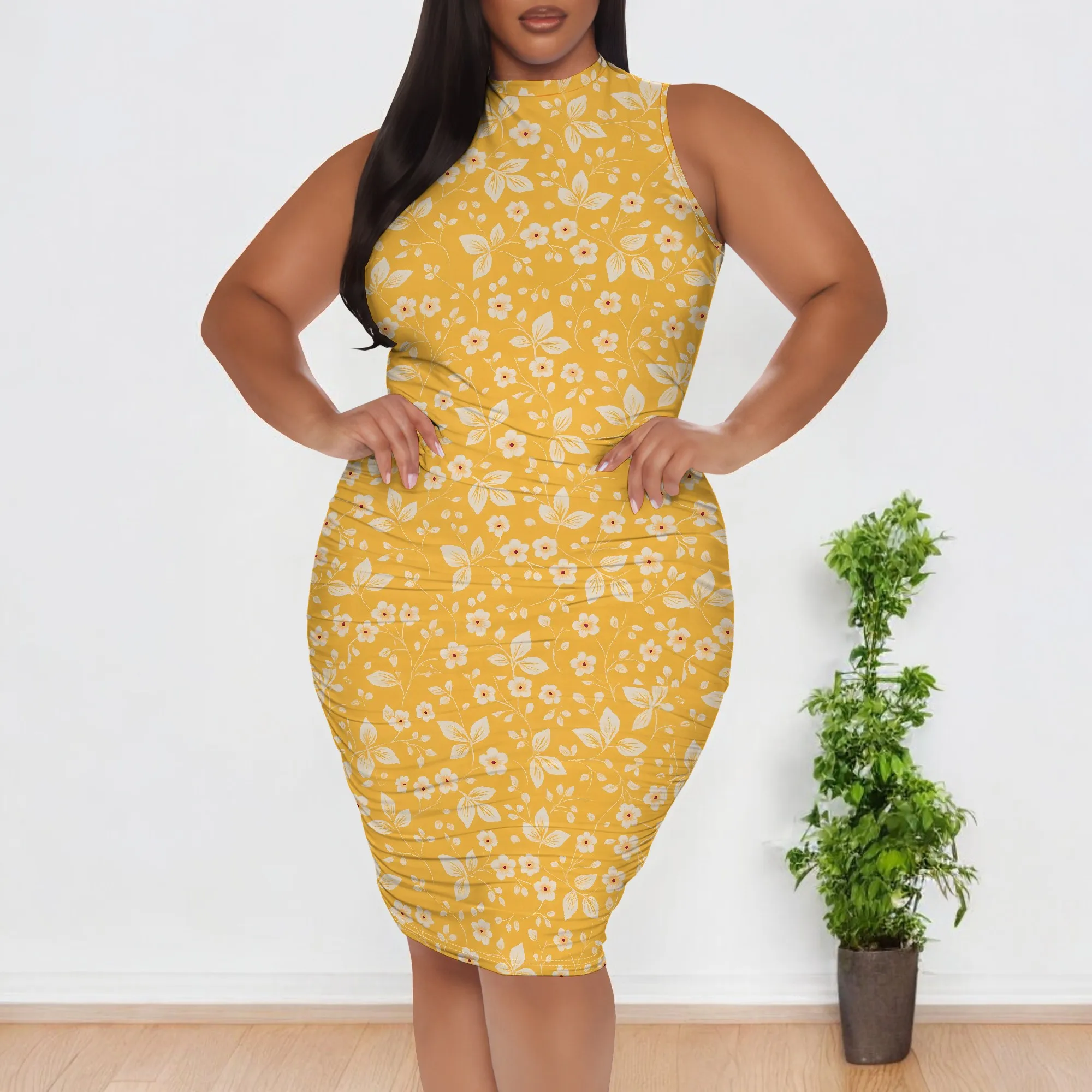 Womens Summer Midi Dresses 2025 Casual Sleeveless Floral Halter Neck Sundresses