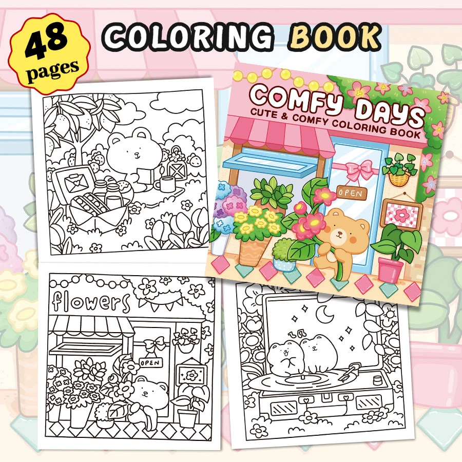Cozy Girl Homebody Coloring Books, Lively Scenes, Easy Coloring, For Home Parent - Child DIY, Relax, Unwind, Boost Creativity