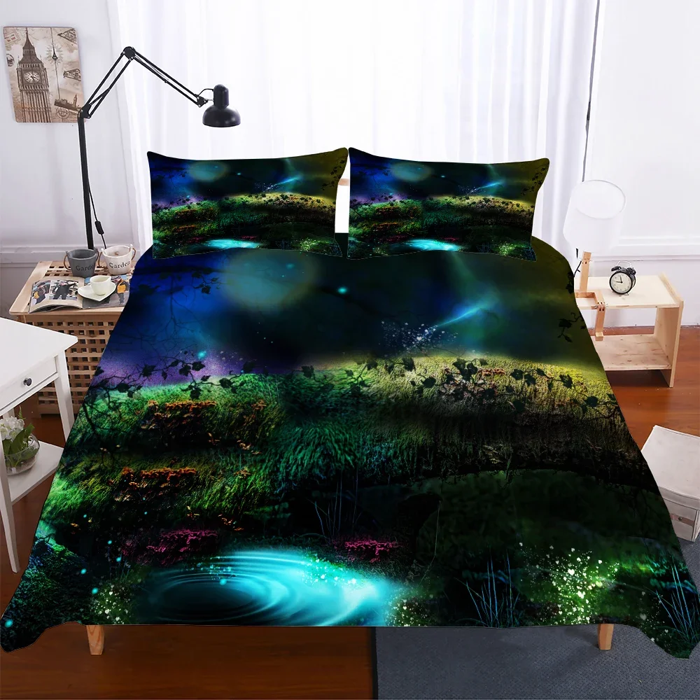 

Sewant Mushrooms King Size Bedding Set Microfiber Fabric Duvet Cover With Pillowcases Print Flowers And Trees Bed Linens Luxury