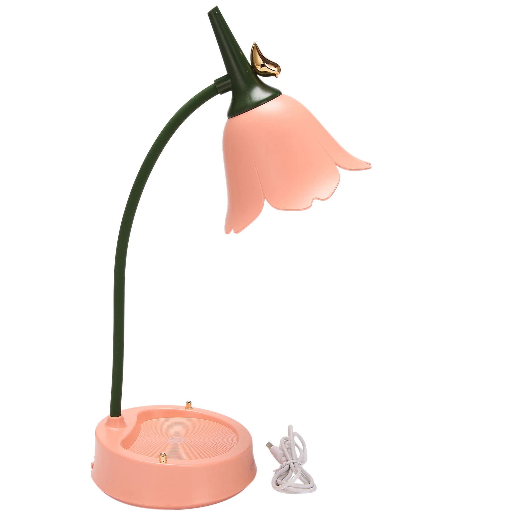 Flower LED Desk Lamp Student Bedroom Lighting Contact Reading Eye Protection USB Flower Lampshade Table Light, Pink