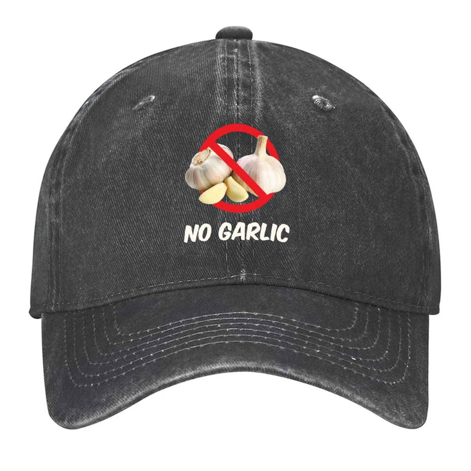 

ENGLISH: “NO GARLIC” Baseball Cap fashionable foam party Hat beach hat Fishing cap Designer Man Women's