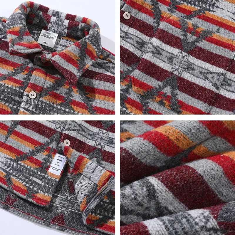 Ethnic woolen warm thick shirt casual men's shirt fashionable day system