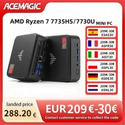 ACEMAGIC E3B MINI PC AMD Ryzen 7 7735HS/7730U 8-Core Powerhouse 16GB LPDDR4 512GB M.2 2280 SSD Wifi6 BT5.2 4K 60Hz WiFi 6 Window