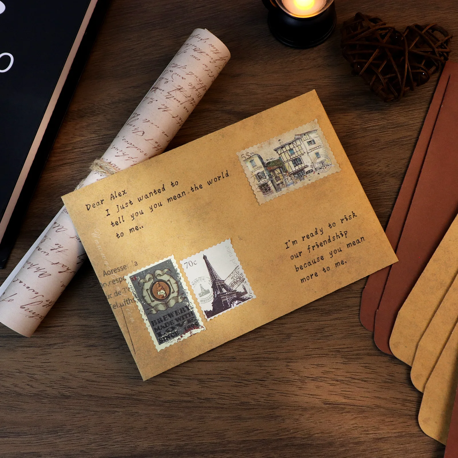 20pcs European Vintage Kraft Paper Envelopes - Blank Stationery Set - Creative Minimalist Retro Niche Romantic Confession Letter