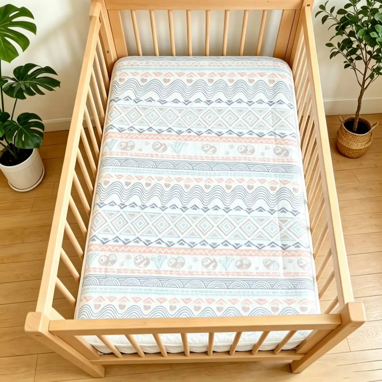 

Summer Cooling Baby Crib Fitted Sheet, Ice Silk Breathable Soft Crib Mattress Cover, Non-Slip Toddler Cooling Bed Sheet