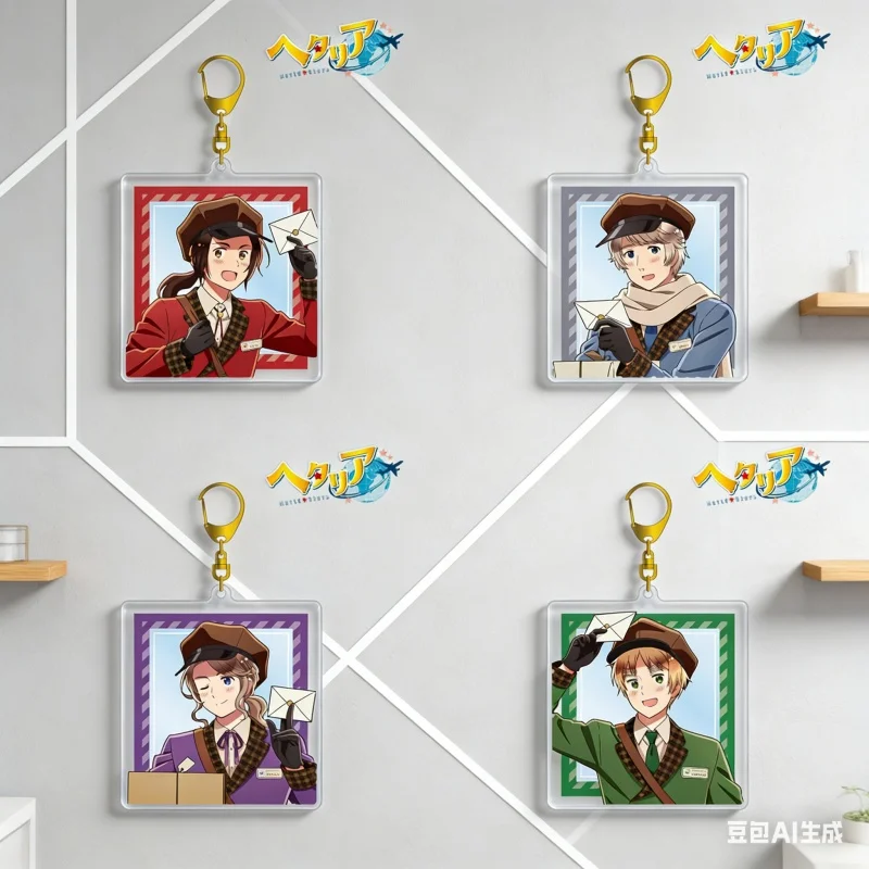 Llavero de acrílico de 6 cm de Hetalia Axis Powers Anime China Rusia Francia, colgante HD para mochila, accesorios de cosplay, juguete para regalo, joyería