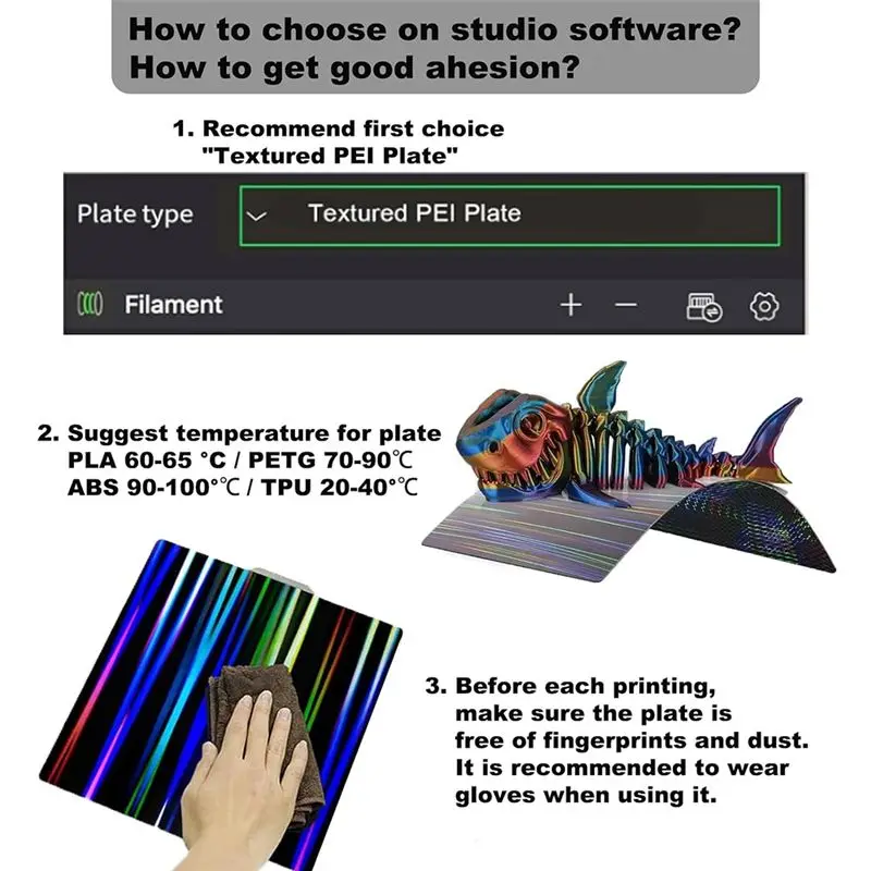 H1H بناء لوحة ل Bambu-Lab X1C/X1/X1E/P1P/P1S/A1 طباعة السرير 257X257 مللي متر ضوء + فانتوم الربيع لوح فولاذي جديد #3