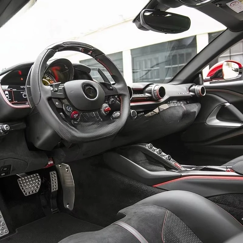 OEM Style Dry Carbon Interior Welcome Pedal Air Conditioning Outlet Paddle Shifter LHD Interiors Parts for 812 Superfast