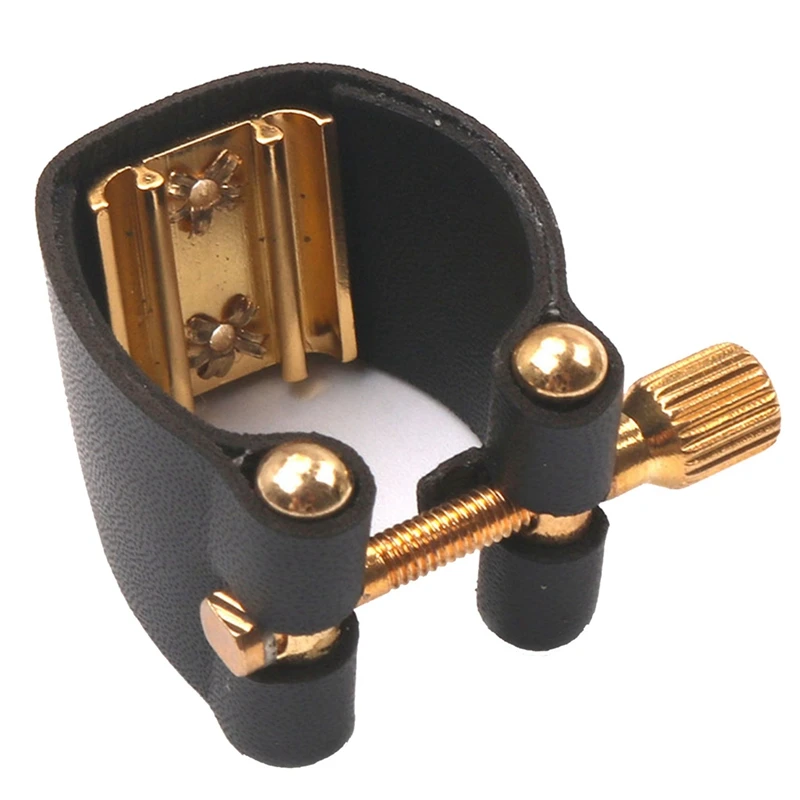 Quality For Sax Saxophone Ligature Accessories Black Compact Fastener Ligatures Mouthpiece PU Leather+Metal Parts