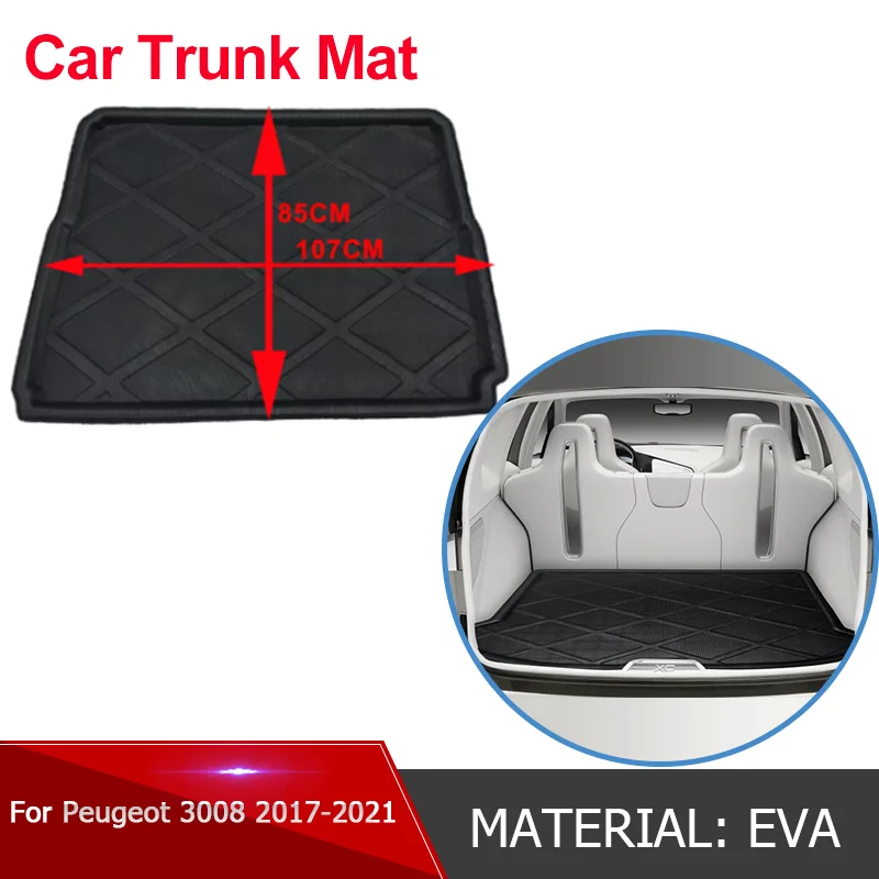 Car Rear Trunk Mat Waterproof Protective Liner Trunk Tray Floor Mat Accessories for Peugeot 3008 MK2 II 2017~2021 2020 2019 2018