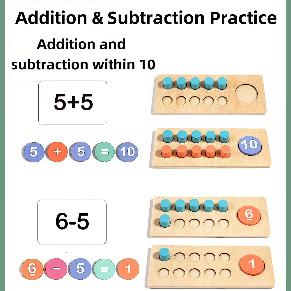 어린이를위한 수학 계산 장난감 10 프레임 산술 보드 유치원 유치원 계산 기술을위한 조기 학습 교육 도구