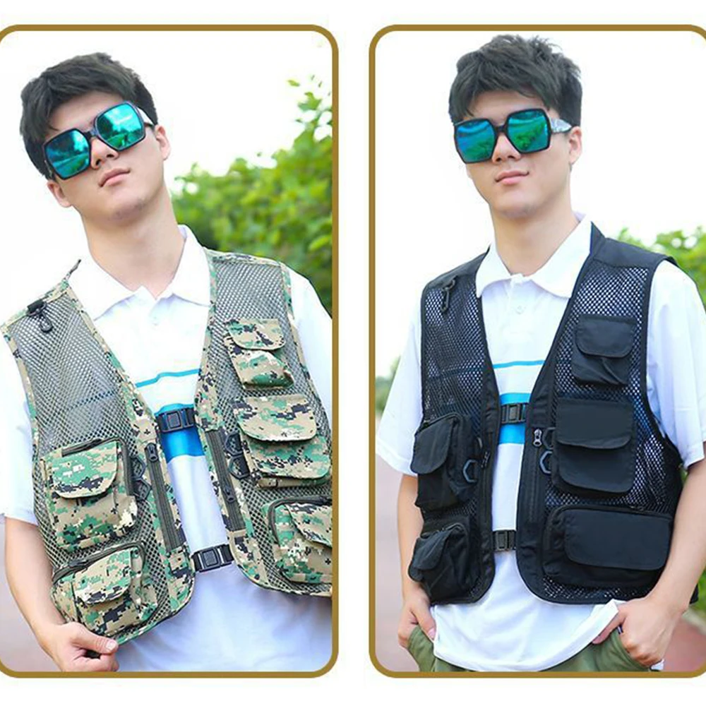 

Outdoor sports vest multi pocket workwear vests with mesh breathable men's vest fishing and mountaineering sleeveless camisole