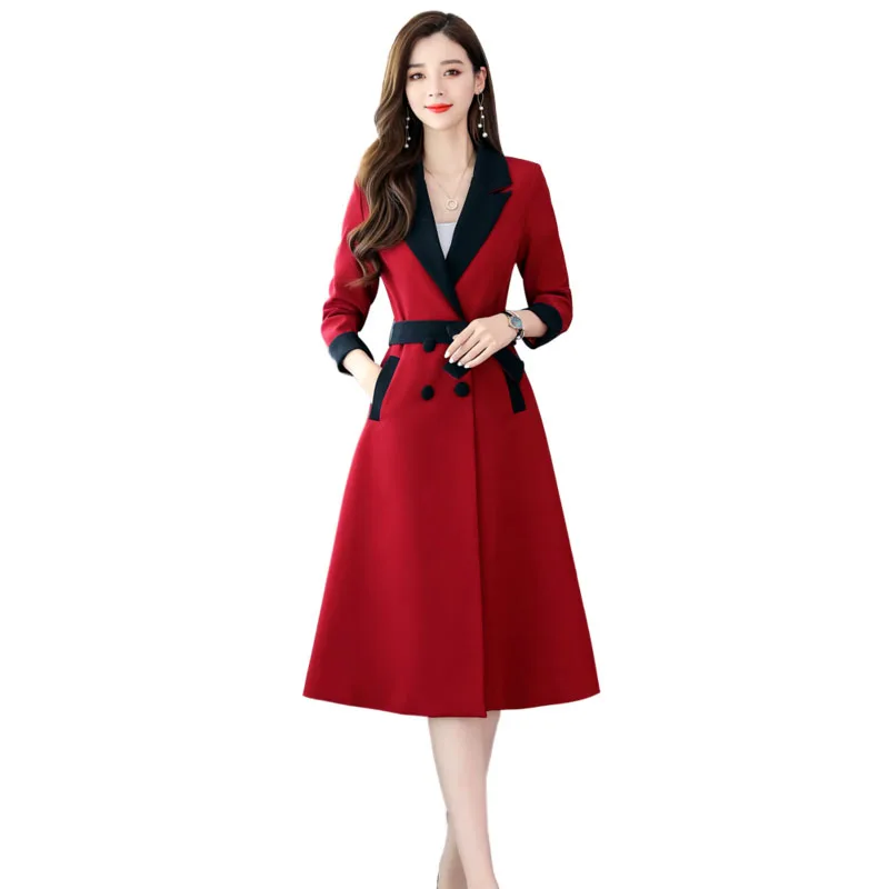 

Goddess Fashion Plus Size Slim Windbreaker Women Mid-length NiceSpring Autumn New Coats Lady Casual Temperament Trench Coat F232