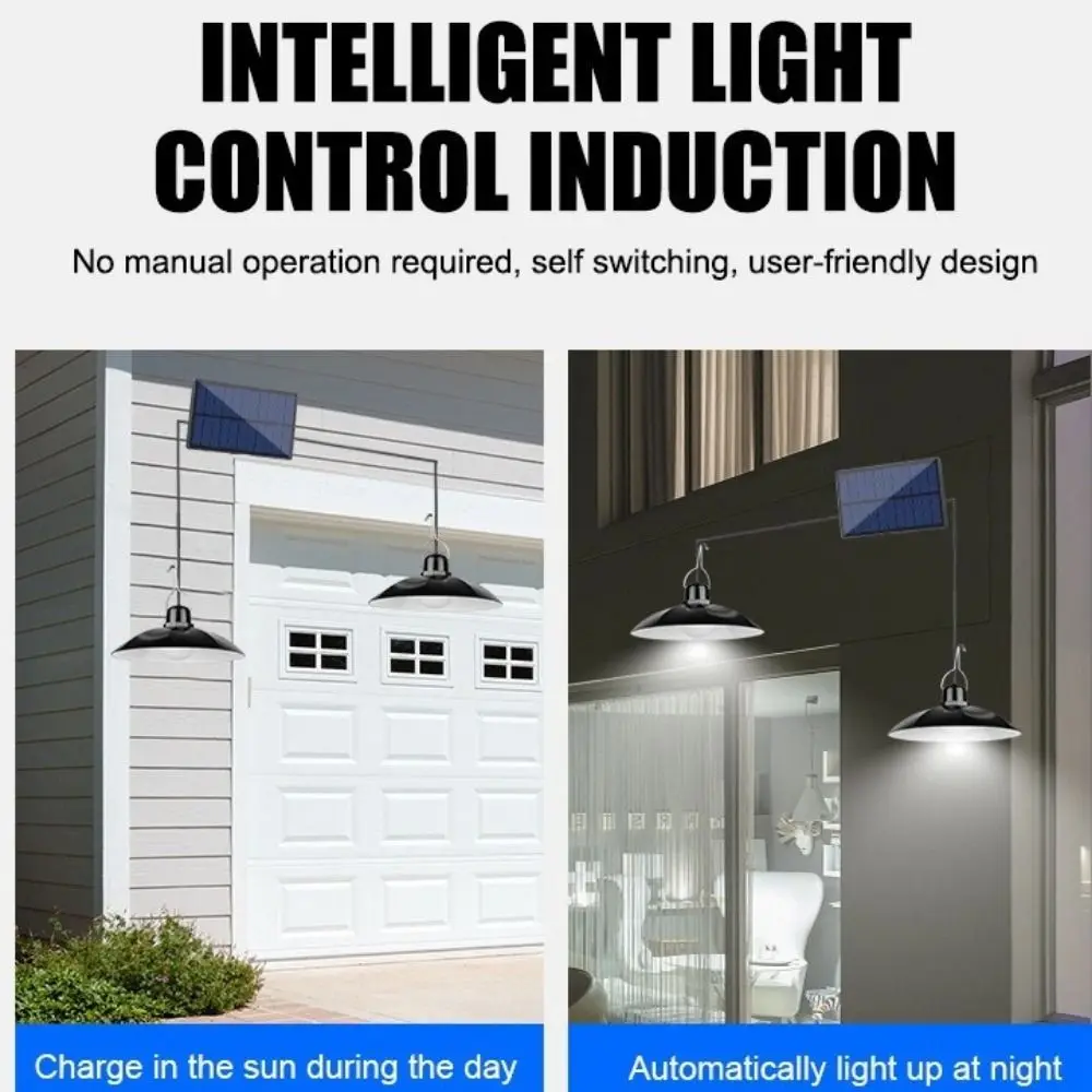 Waterproof Solar Pendant Light Single Double-Head Design Solar Powered LED Chandelier with Remote Control Led Hanging