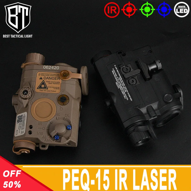 Tactical PEQ-15 IR Red Green Blue Dot Aiming Laser White LED Reconnaissance Light 20mm Picatinny Rail Hunting Weapon Accessories