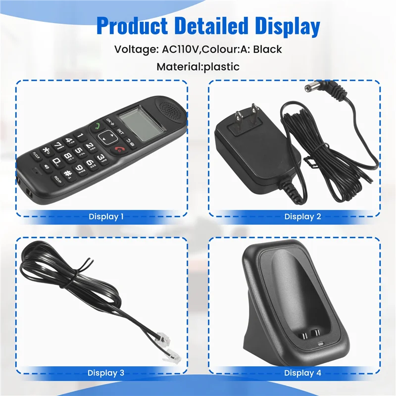 Telepon Genggam Indah Telepon Tanpa Kabel Digital Mendukung 5 Handset 16 Bahasa US Plug A